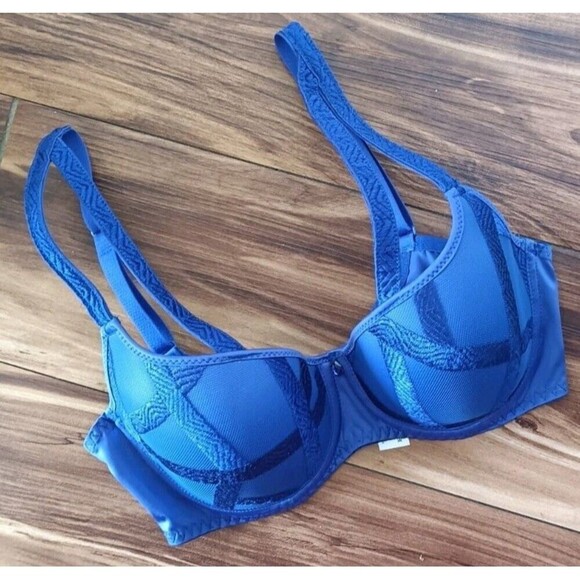 Louisa Bracq Bra Size 30E Royal Blue Strappy Cobalt Collection Luxury Designer - Picture 1 of 11